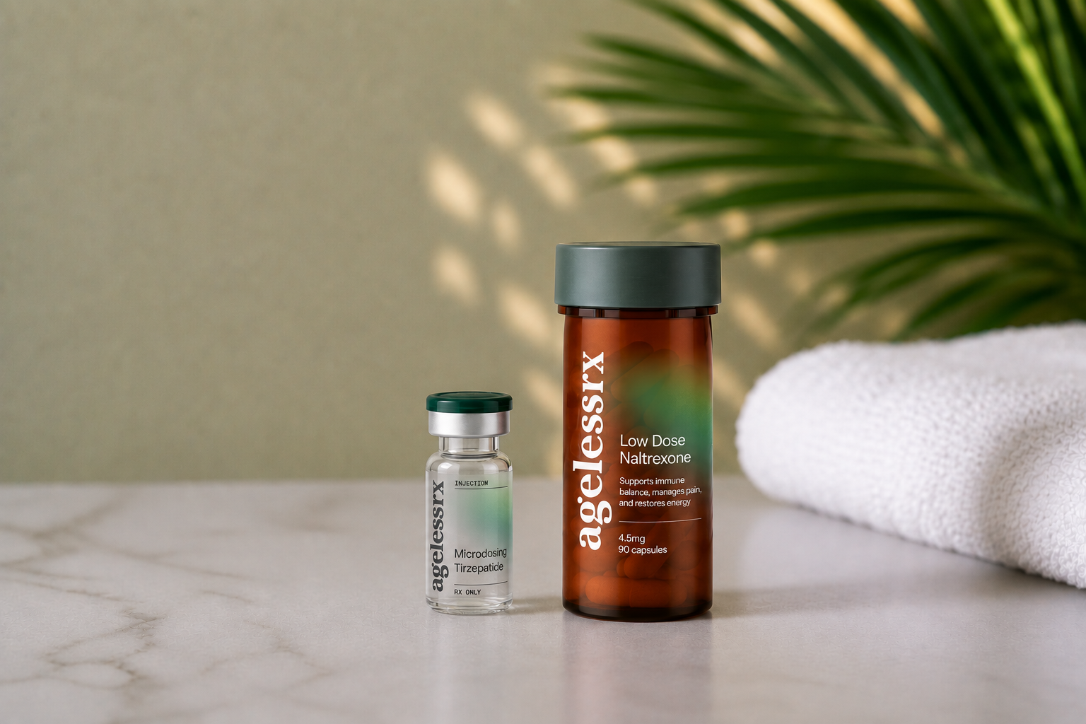 microdosing tirzepatide and ldn product on counter
