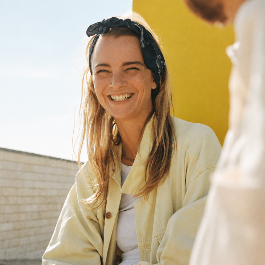 Woman smiling outside