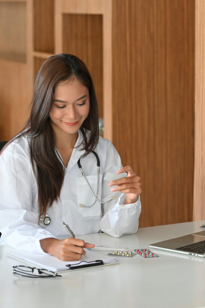 clinician reviewing data