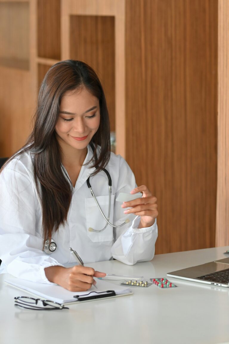 clinician reviewing data