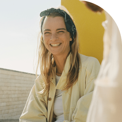 Woman smiling outside
