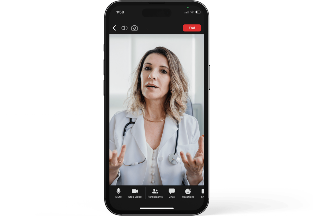 Longevity Consultation video call on phone screen