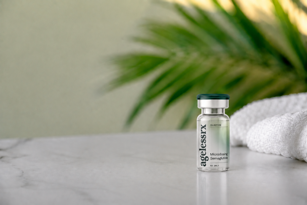 microdosing semaglutide vial on counter